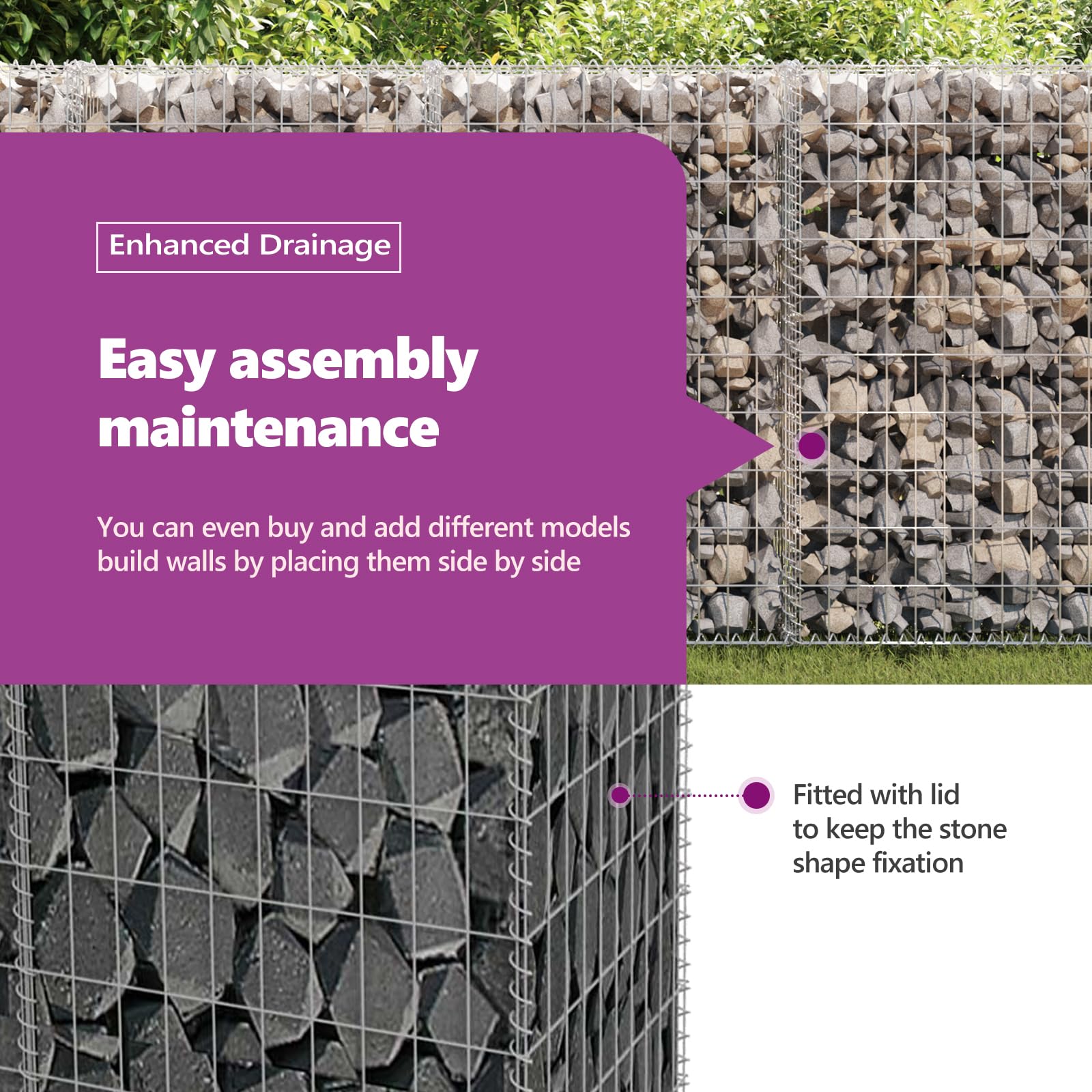 Foto 6 pulgar | Cesta Gabion Vidaxl Para Jardín, Pared De Acero Galvanizado, 200 X 30 X 100 Cm - Venta Internacional.