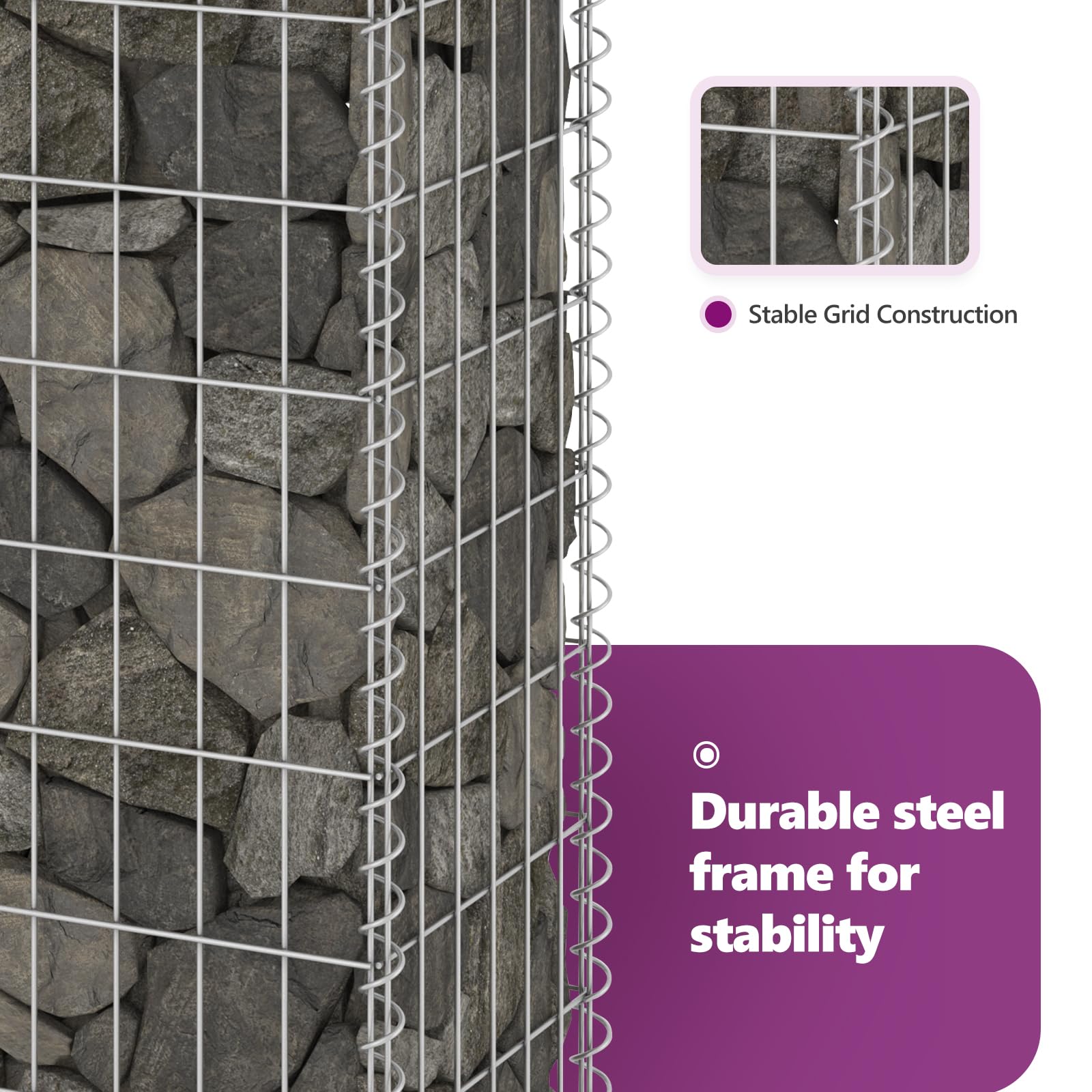 Foto 8 pulgar | Cesta Gabion Vidaxl Para Jardín, Pared De Acero Galvanizado, 200 X 30 X 100 Cm - Venta Internacional.