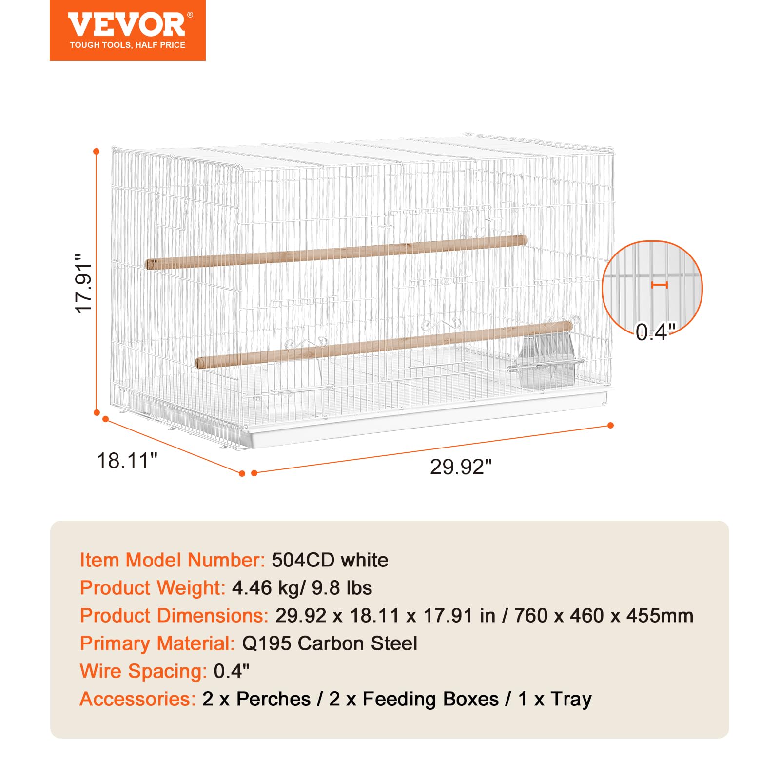 Foto 8 pulgar | Jaula Flight Bird Vevor Apilable De 30 Pulgadas Para Pájaros Pequeños - Venta Internacional.