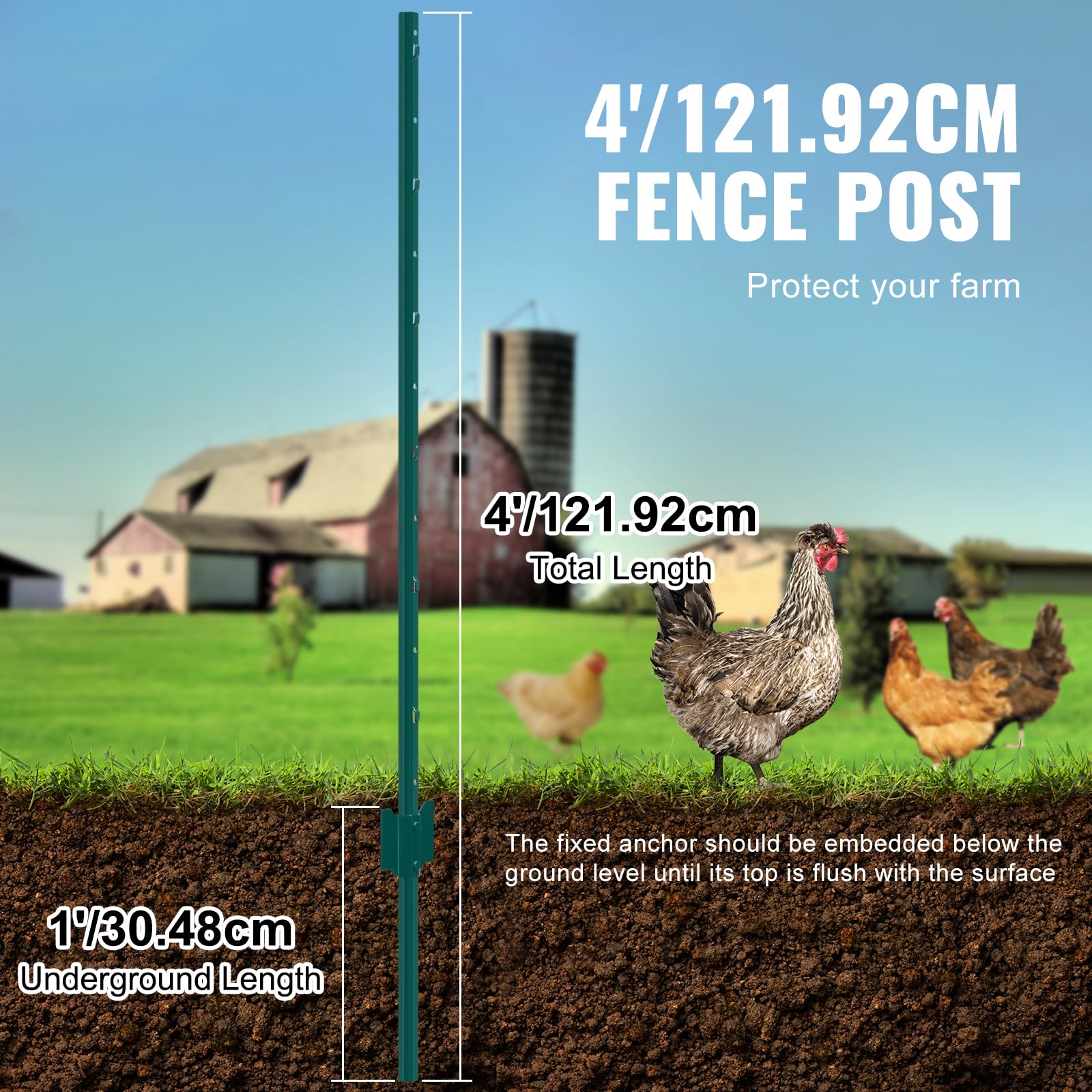 Foto 4 pulgar | Poste De Valla Vevor, 4 Pies/121,92 Cm, Canal En U, Metal Pesado, 10 Unidades - Venta Internacional.
