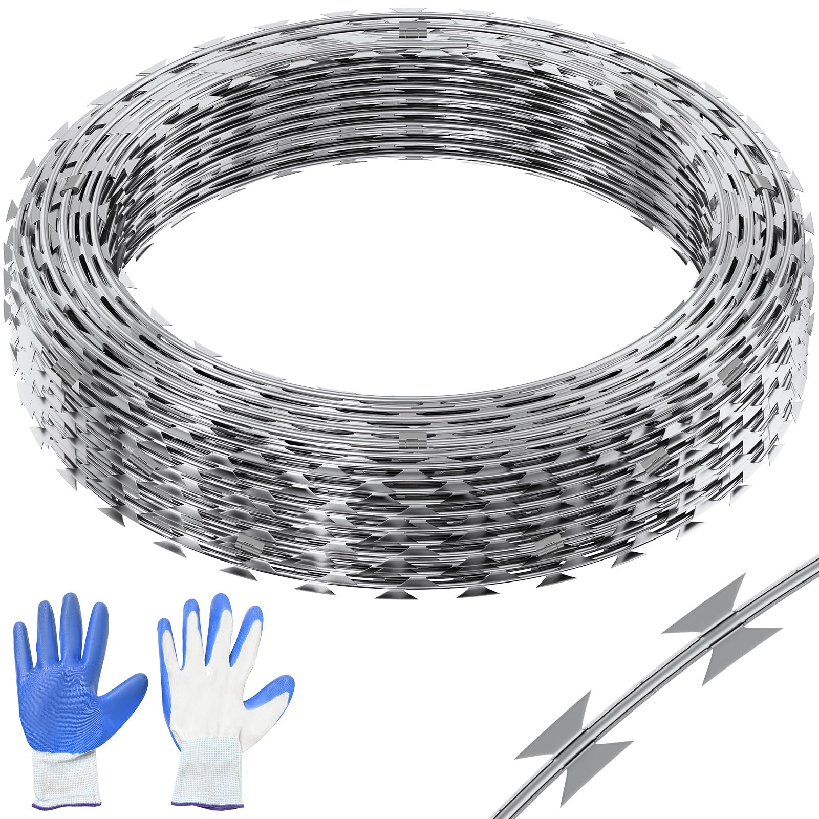 Foto 1 | Alambres De Afeitar Para Vallas Vevor Razor Wires, 147 Pies, Galvanizados, 3 Rollos - Venta Internacional.