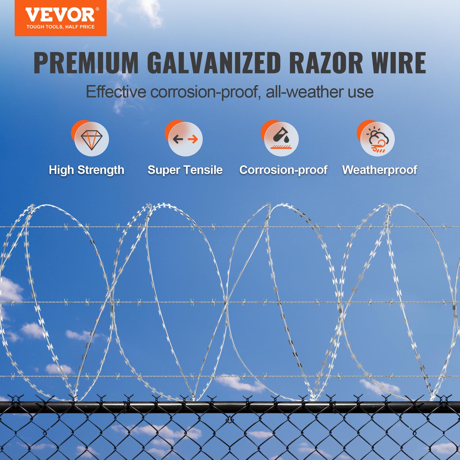 Foto 3 pulgar | Alambres De Afeitar Para Vallas Vevor Razor Wires, 147 Pies, Galvanizados, 3 Rollos - Venta Internacional.