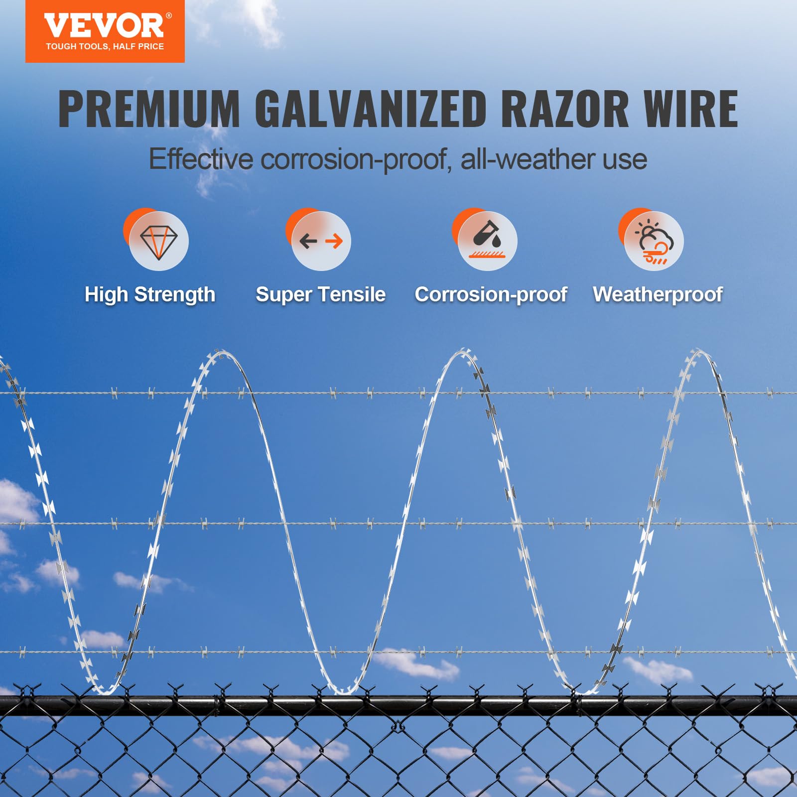 Foto 2 | Valla De Alambre De Púas Razor Wires Vevor, 3 Bobinas, 45 M - Venta Internacional.