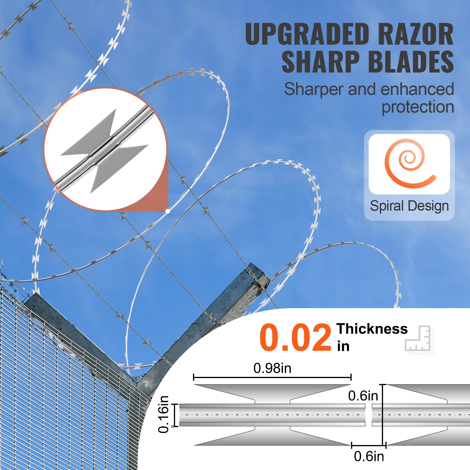 Foto 3 | Valla De Alambre De Púas Razor Wires Vevor, 3 Bobinas, 45 M - Venta Internacional.