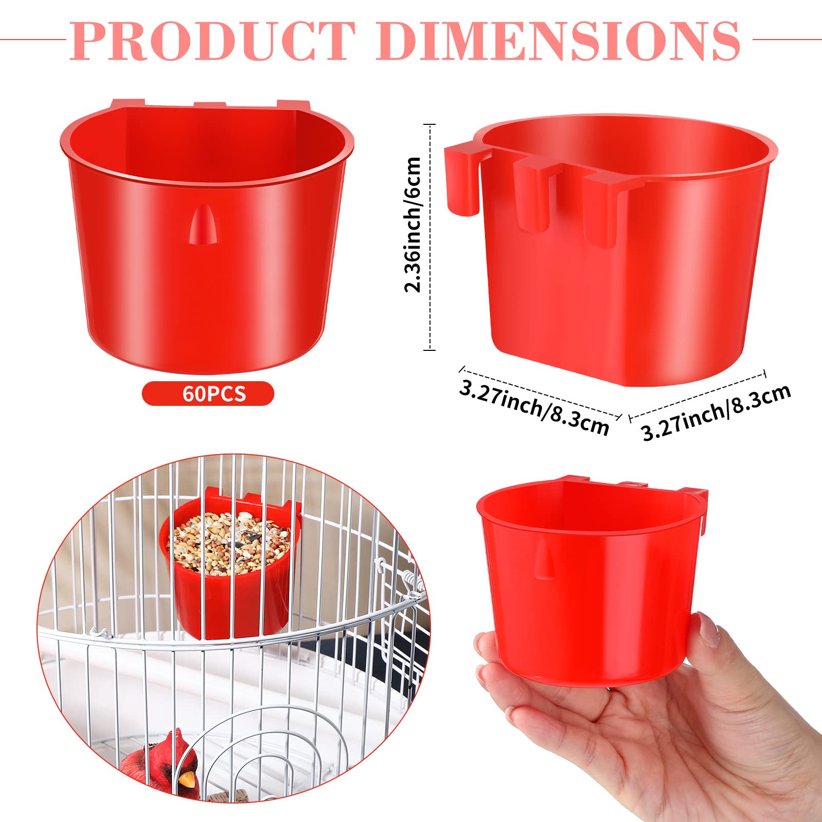 Foto 3 pulgar | Cuenco De Agua Sumind De Cage Cups, 60 Unidades, Para Comedero Para Pájaros - Venta Internacional.