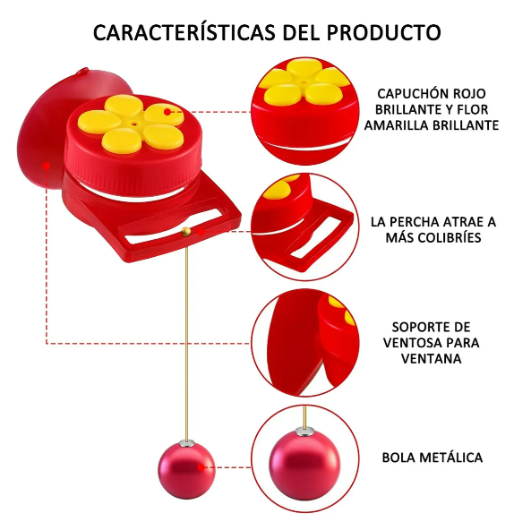 Foto 5 pulgar | Kit Exclusivo Xtellar De Alimentador De Colibríes Para Ambientes Exteriores 3pcs