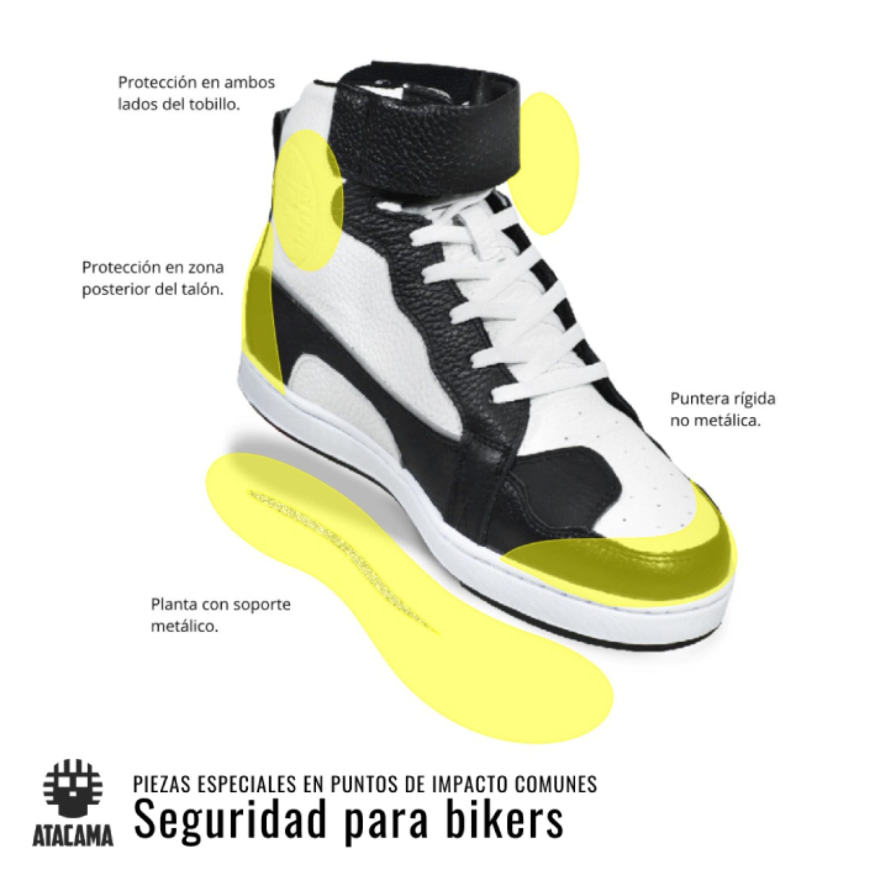 Foto 8 pulgar | Tenis Atacama Travis Protección Biker Calzado Bota Negra para Moto de Piel