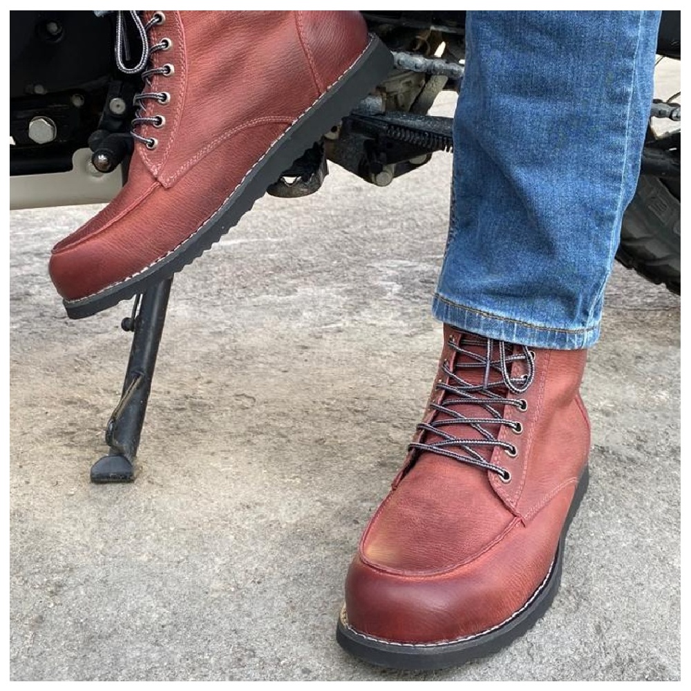 Foto 6 | Bota Atacama Block Guinda Protección Biker Calzado para Moto de Piel