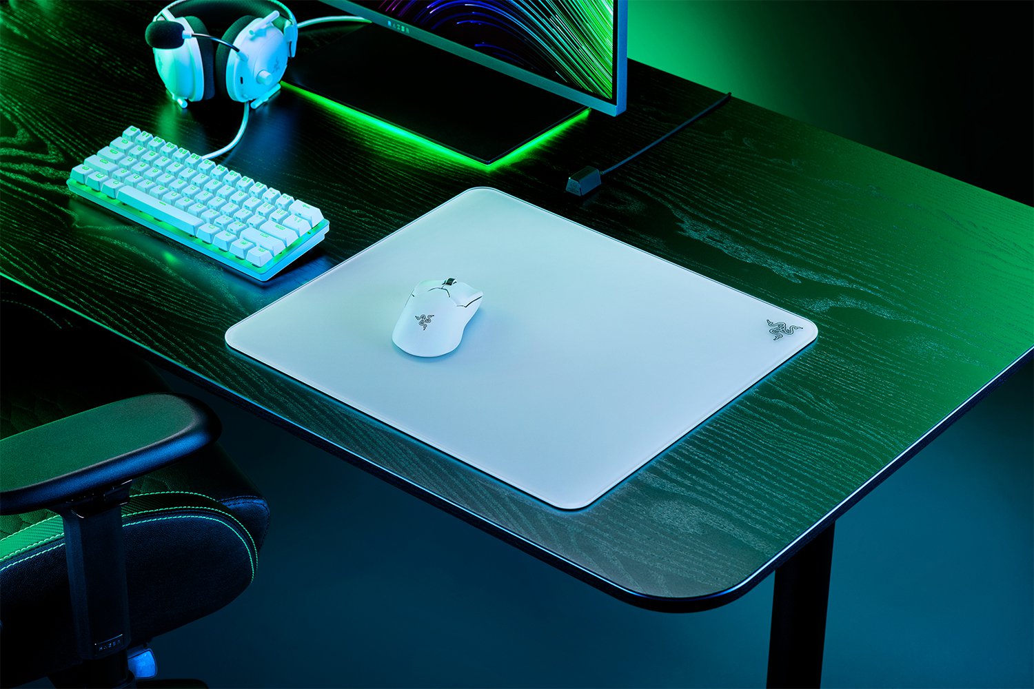 Foto 4 pulgar | Razer Atlas - Alfombrilla De Vidrio Templado Premium - Edición Blanca