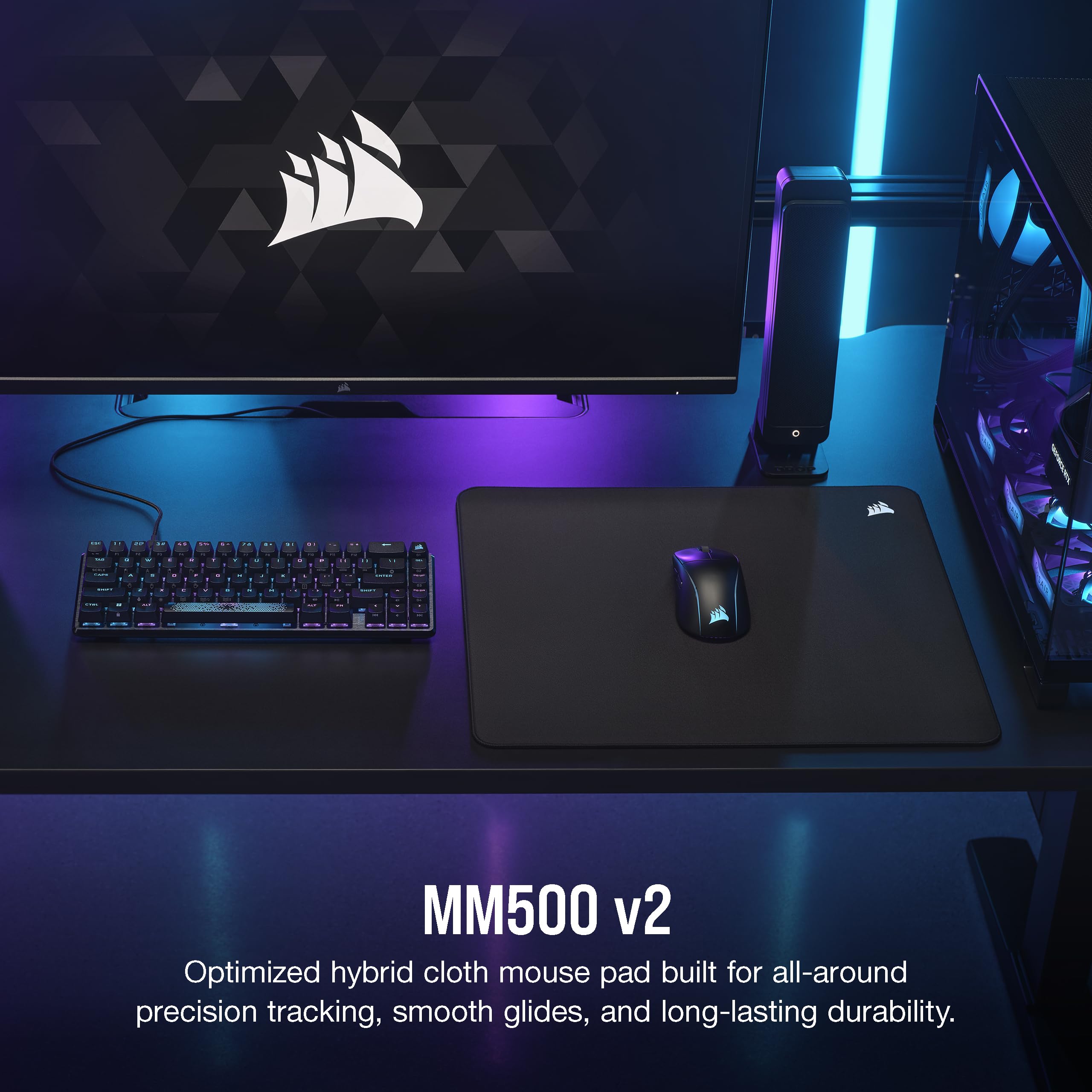 Foto 2 | Alfombrilla De Ratón Corsair Mm500 V2 Hybrid Cloth Gaming, Grande, Negra - Venta Internacional.