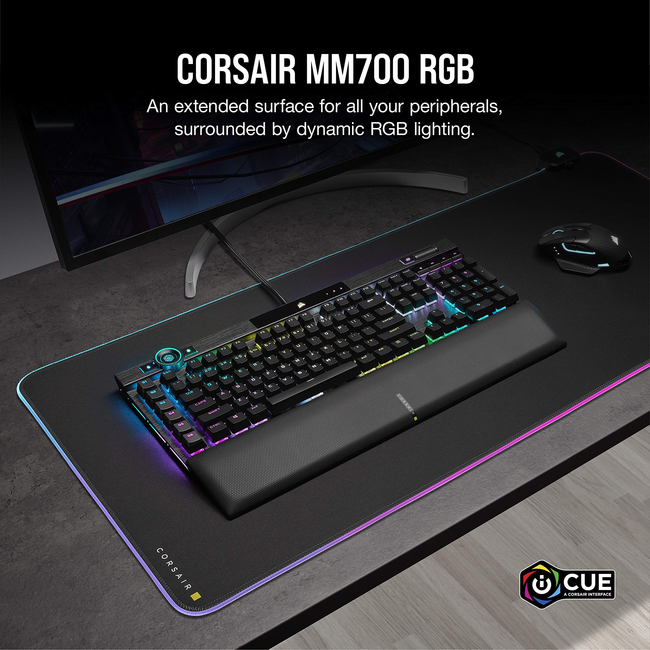 Foto 4 pulgar | Alfombrilla de Mouse Corsair Mm700 Rgb Extendida 36,6 X 15,8 Cm Negra - Venta Internacional