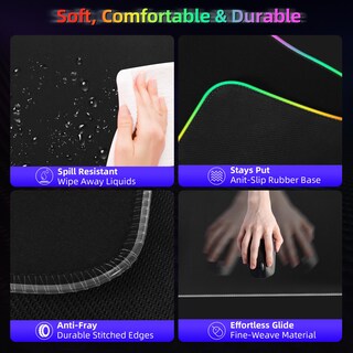 Foto 5 | Alfombrilla De Ratón Para Juegos Con Carga Inalámbrica, 10 W, Rgb, 31,5 X 11,8 Pulgadas, Color Negro - Venta Intern