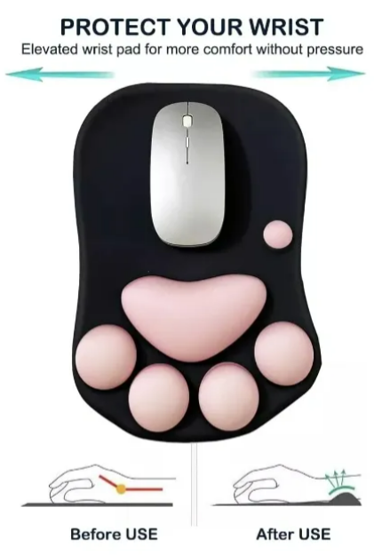 Foto 3 pulgar | Alfombrilla De Ratón Xtellar Antideslizante Y Ergonómica Con Diseño 3d De Huellas De Gato