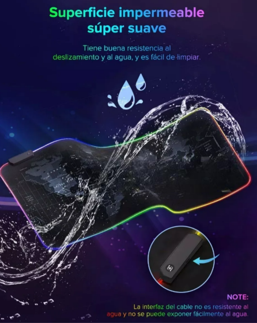 Foto 4 pulgar | Xtellar Alfombrilla De Ratón Led Rgb De Lujo  Tamaño Grande  Estética Visual De Mapa Mundial