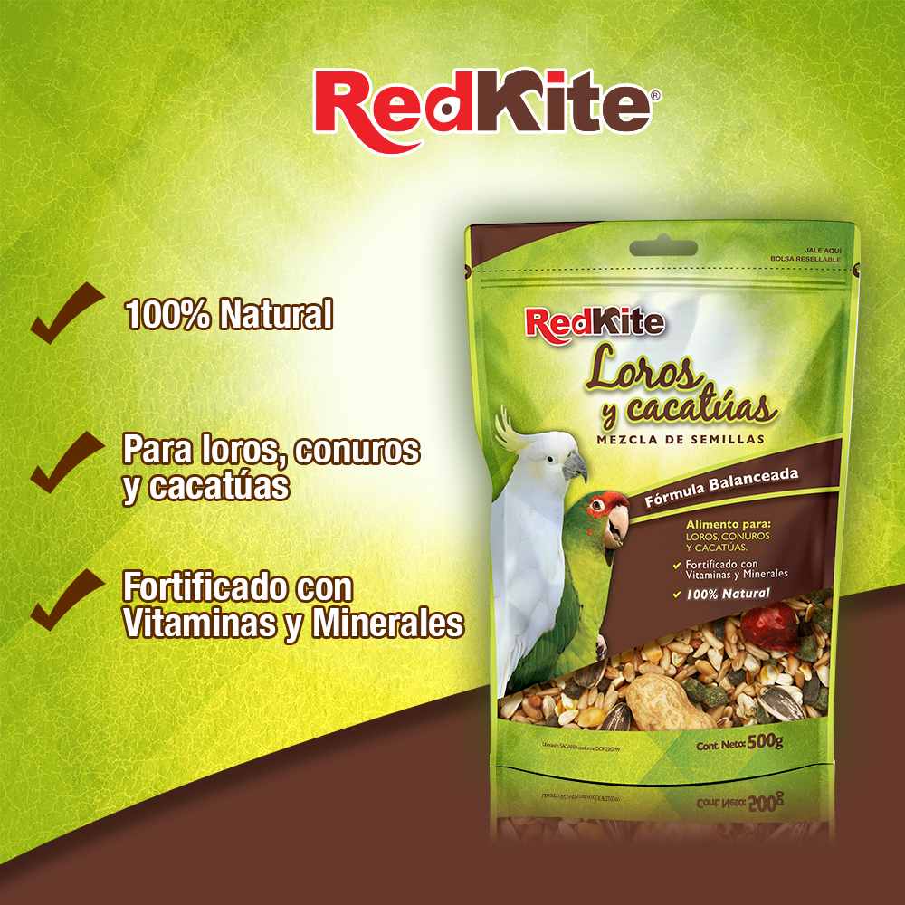 Foto 4 pulgar | Alimento Natural de Semillas Redkite FL4013 para Loros y Cacatúas con 500 Gramos