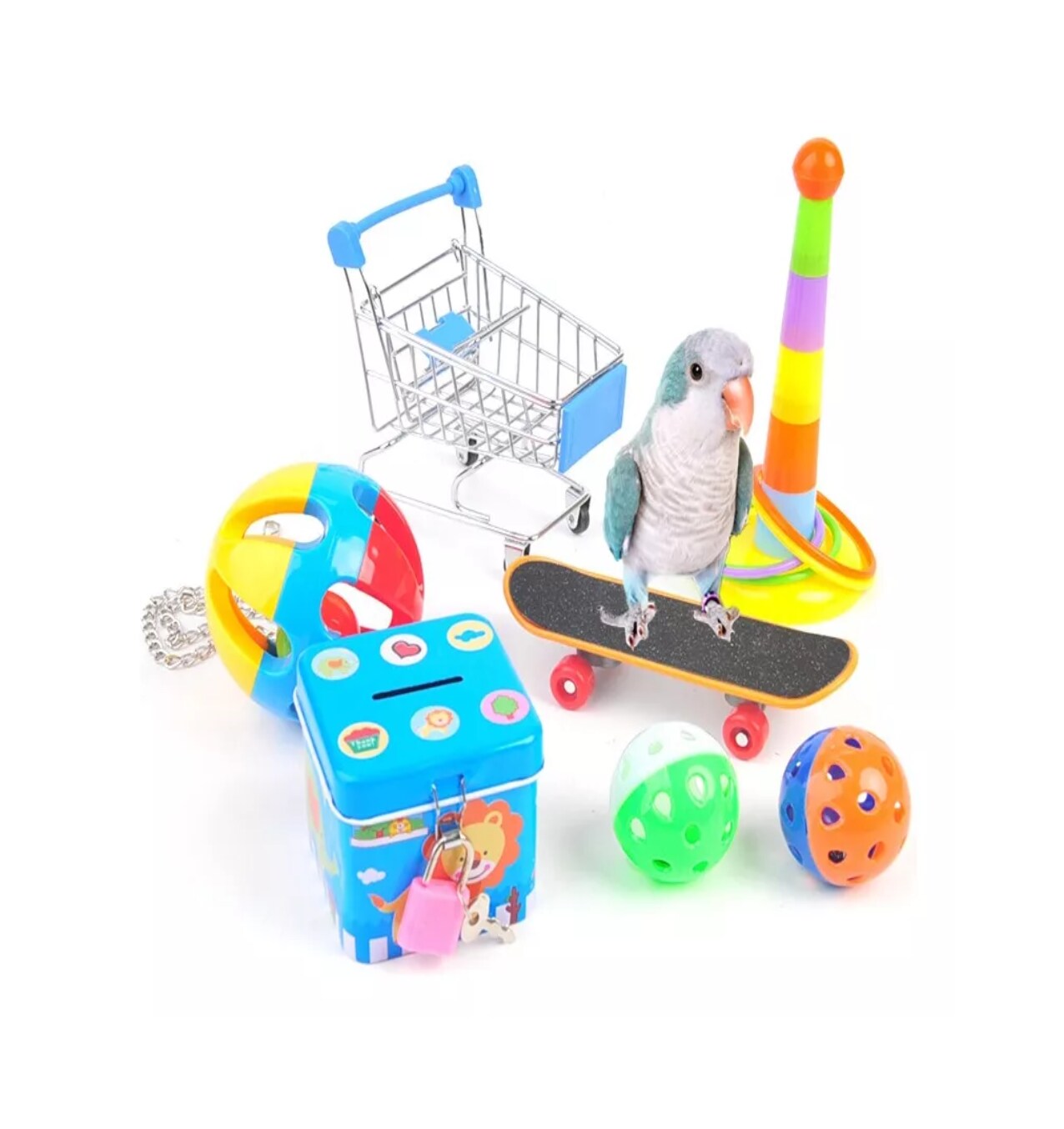 Juguetes de Entrenamiento para Aves Belug Multicolor 7 Piezas $509