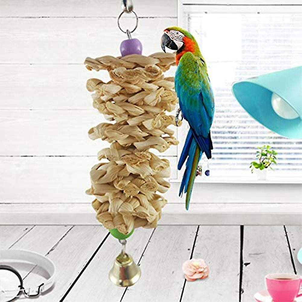Foto 3 pulgar | Juguete Para Pájaros Y Loros Con Campana, Hierba De Madera Natural Para Jaula - Venta Internacional.