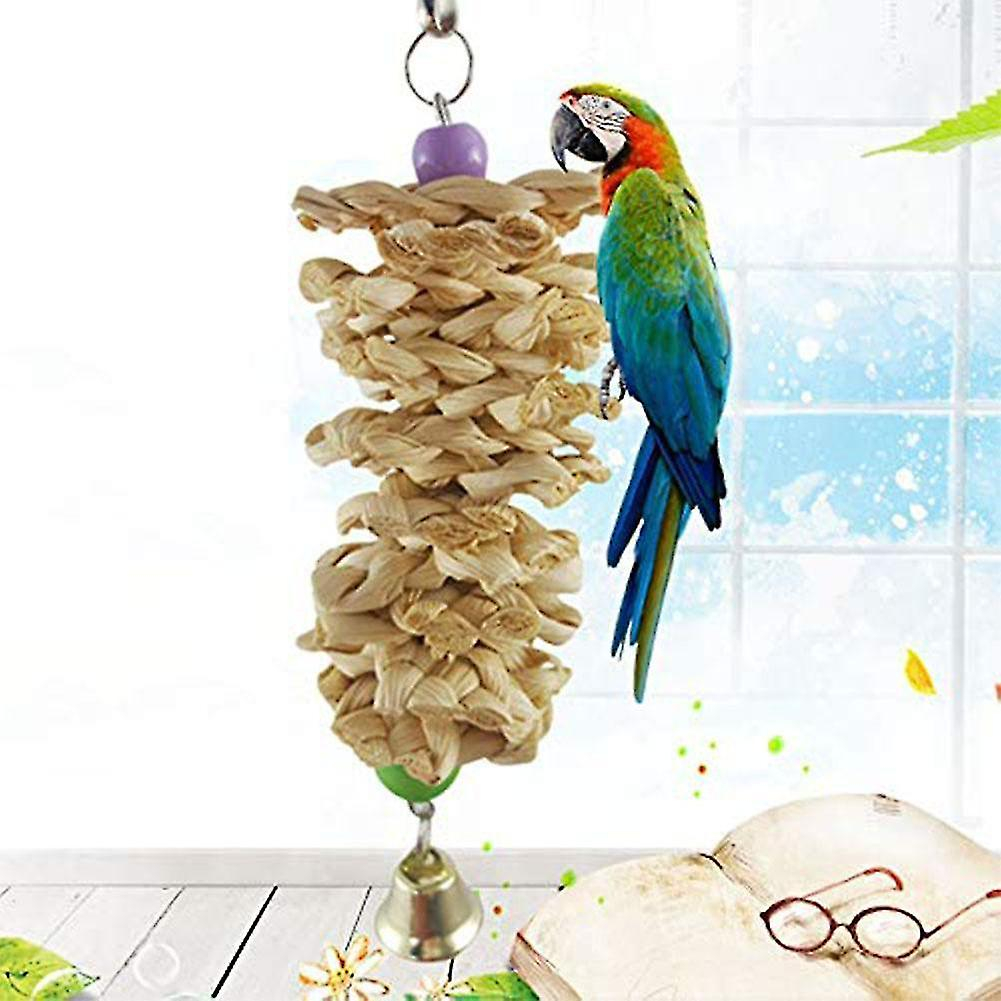 Foto 4 pulgar | Juguete Para Pájaros Y Loros Con Campana, Hierba De Madera Natural Para Jaula - Venta Internacional.