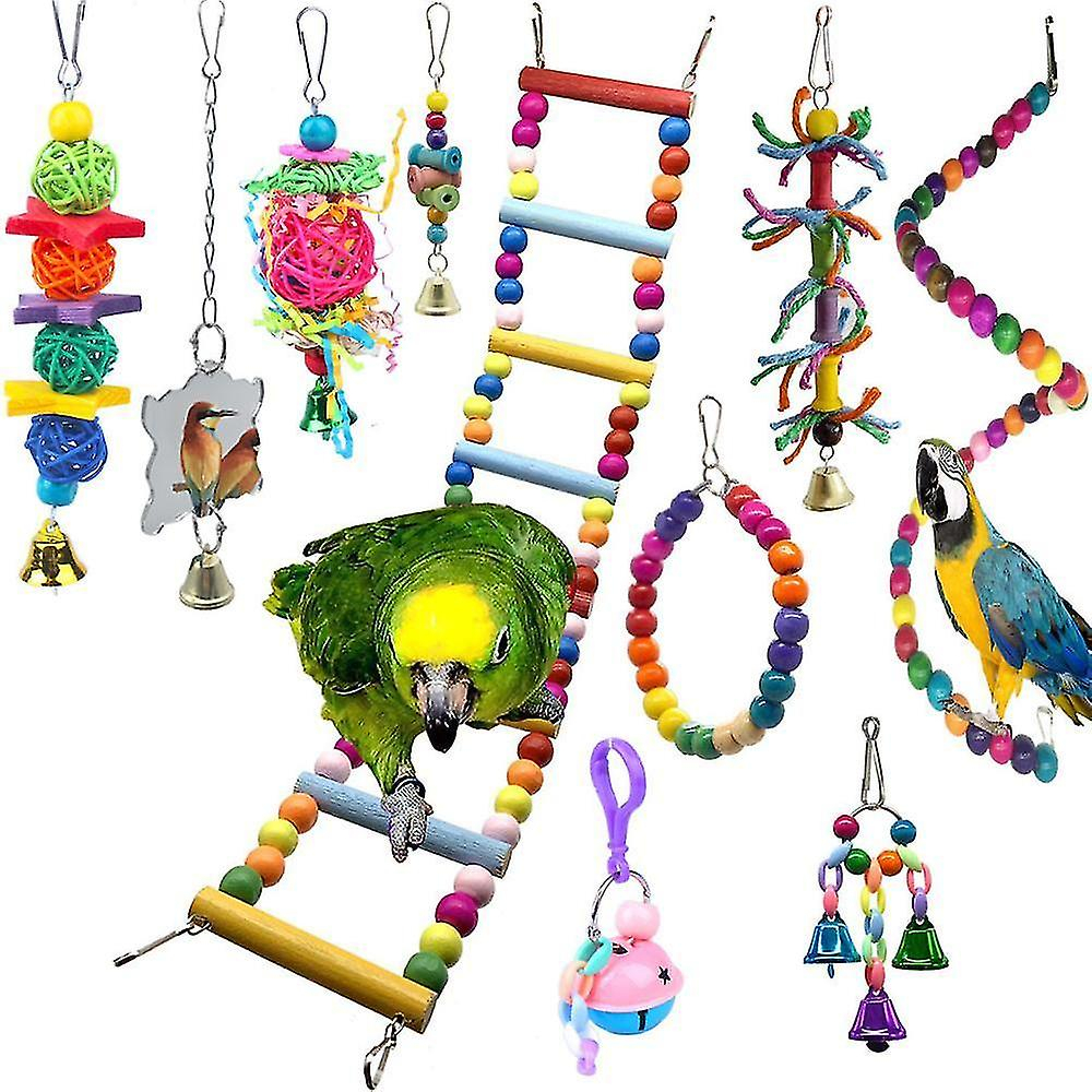 Foto 2 pulgar | Juego De 10 Juguetes Bird Perch & Stand Para Loros - Huoguo - Venta Internacional.