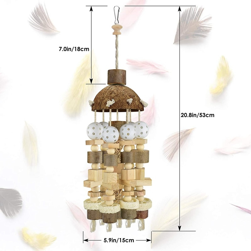 Foto 2 pulgar | Bloques De Madera Natural Para Loros Sanlin Beans Bird Toy - Venta Internacional.