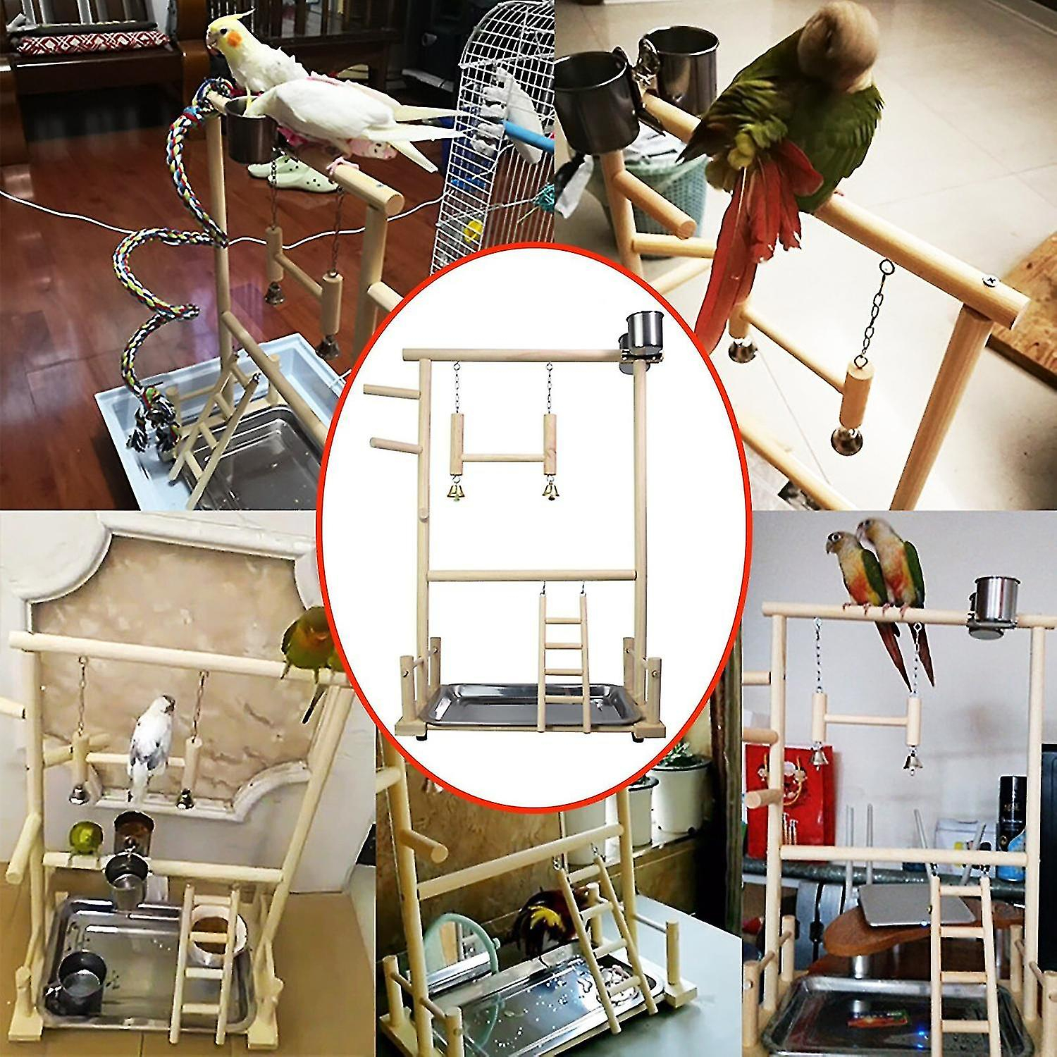 Foto 5 pulgar | Bird Toys Huoguo, Soporte De Madera Para Loros Y Centro De Actividades - Venta Internacional.