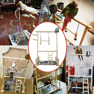 Foto 4 | Bird Toys Huoguo, Soporte De Madera Para Loros Y Centro De Actividades - Venta Internacional.
