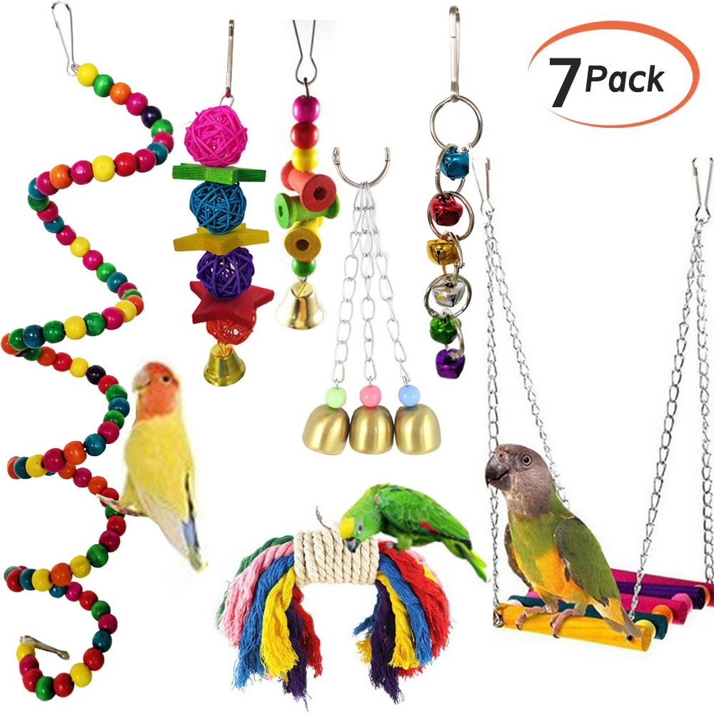Foto 2 pulgar | Juego De Juguetes Colgantes Con Forma De Loro Para Mascotas, 7 Piezas, Sanlin Beans Chewing Bite - Venta Internacional.
