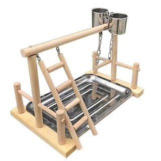 Foto 1 | Soporte Para Pájaros, Percha Para Loros Portátil De Acero Inoxidable Con Taza - Venta Internacional.