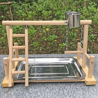 Foto 2 | Soporte Para Pájaros, Percha Para Loros Portátil De Acero Inoxidable Con Taza - Venta Internacional.