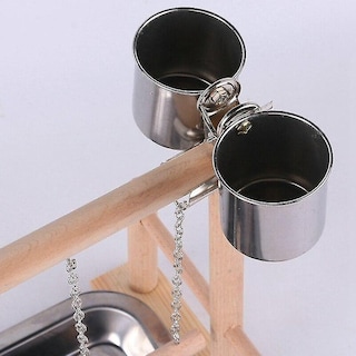 Foto 5 | Soporte Para Pájaros, Percha Para Loros Portátil De Acero Inoxidable Con Taza - Venta Internacional.