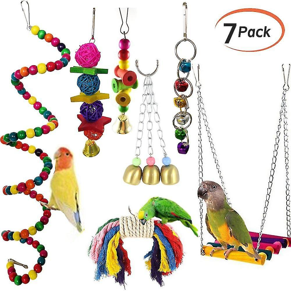 Foto 1 | Juego De 7 Cascabeles Colgantes Con Forma De Loro Para Masticar, De Bird Toys - Venta Internacional.