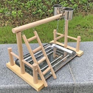 Foto 2 | Centro De Actividades Con Soporte De Madera De Loro Huoguo Para Pájaros Con Escalera - Venta Internacional.