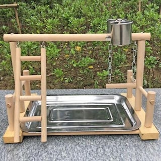 Foto 3 | Centro De Actividades Con Soporte De Madera De Loro Huoguo Para Pájaros Con Escalera - Venta Internacional.
