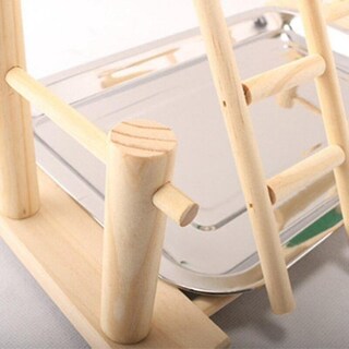 Foto 5 | Centro De Actividades Con Soporte De Madera De Loro Huoguo Para Pájaros Con Escalera - Venta Internacional.