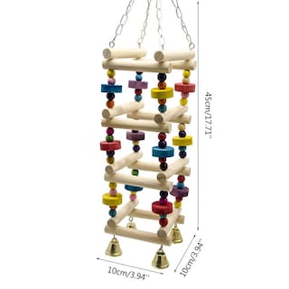 Foto 1 | Escalera Giratoria De Madera Para Loros Con Forma De Pájaro Con Campana Y Bloque Para Morder - Venta Internacional.