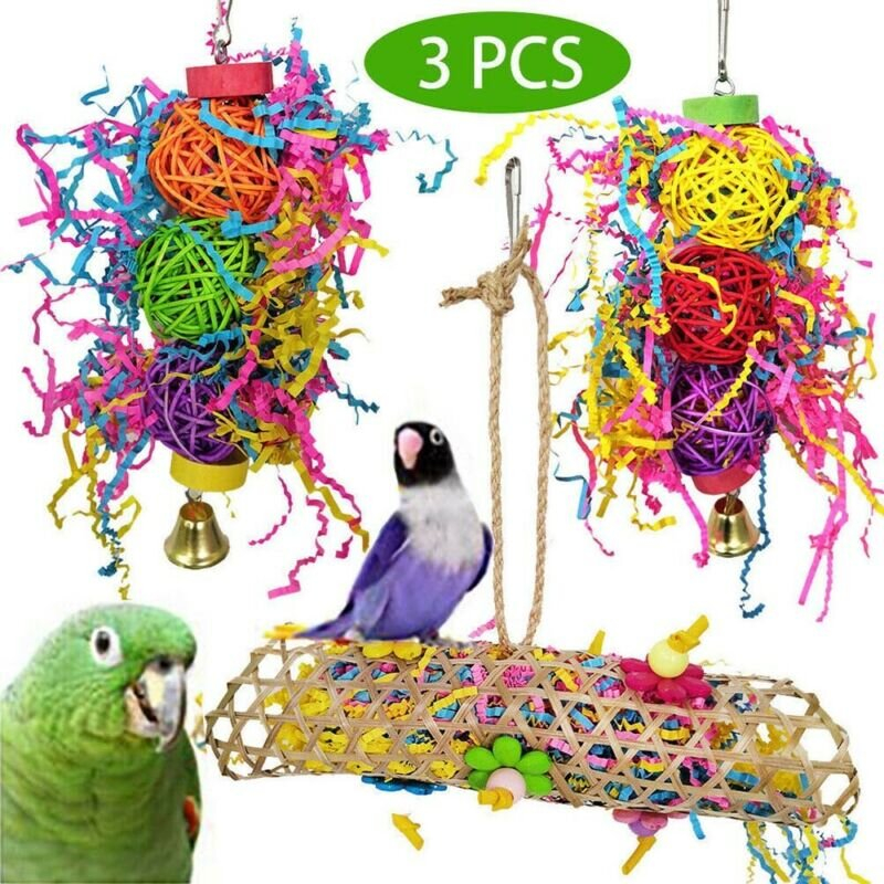 Foto 2 pulgar | Juguetes Para Colgar Hierba Tejida Con Forma De Jaula Para Morder Loros Y Pájaros, 3 Unidades - Venta Internacional.