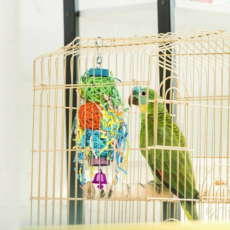 Foto 2 | Juguetes Para Colgar Hierba Tejida Con Forma De Jaula Para Morder Loros Y Pájaros, 3 Unidades - Venta Internacional.