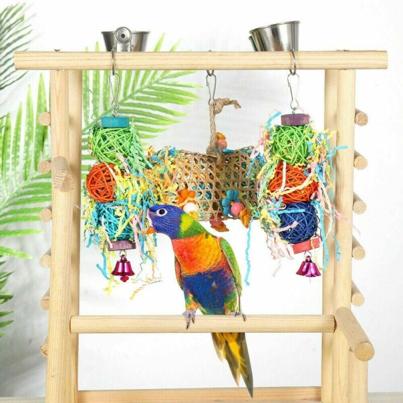 Foto 3 | Juguetes Para Colgar Hierba Tejida Con Forma De Jaula Para Morder Loros Y Pájaros, 3 Unidades - Venta Internacional.