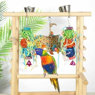 Foto 3 | Juguetes Para Colgar Hierba Tejida Con Forma De Jaula Para Morder Loros Y Pájaros, 3 Unidades - Venta Internacional.