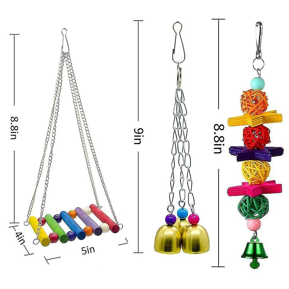 Foto 2 | Juego De Juguetes Para Pájaros De 7 Piezas Para Loros Y Accesorios Para Pájaros - Venta Internacional.