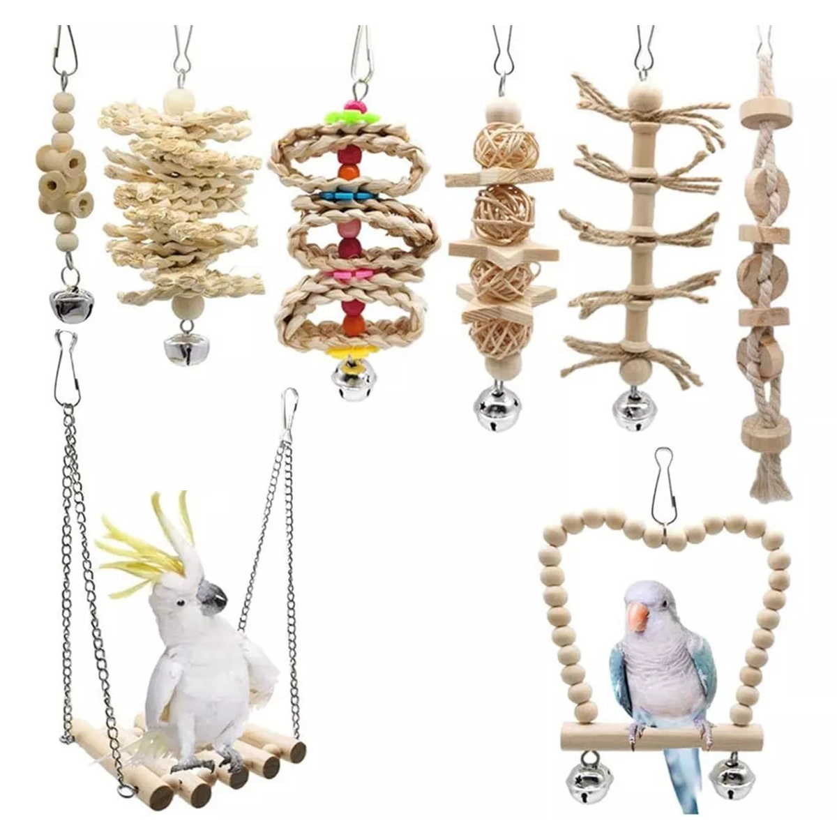 Foto 2 pulgar | Juguetes Para Loros Y Aves Con Escalera Y Campana, 8 Pzs. Eo Safe Imports Esi-15869 Multicolor