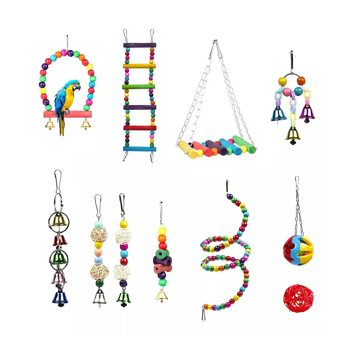 Foto 1 | Juguetes para Loros y Aves Eo Safe Imports Esi-17250 Multicolor con Escalera y Campana 15 Piezas