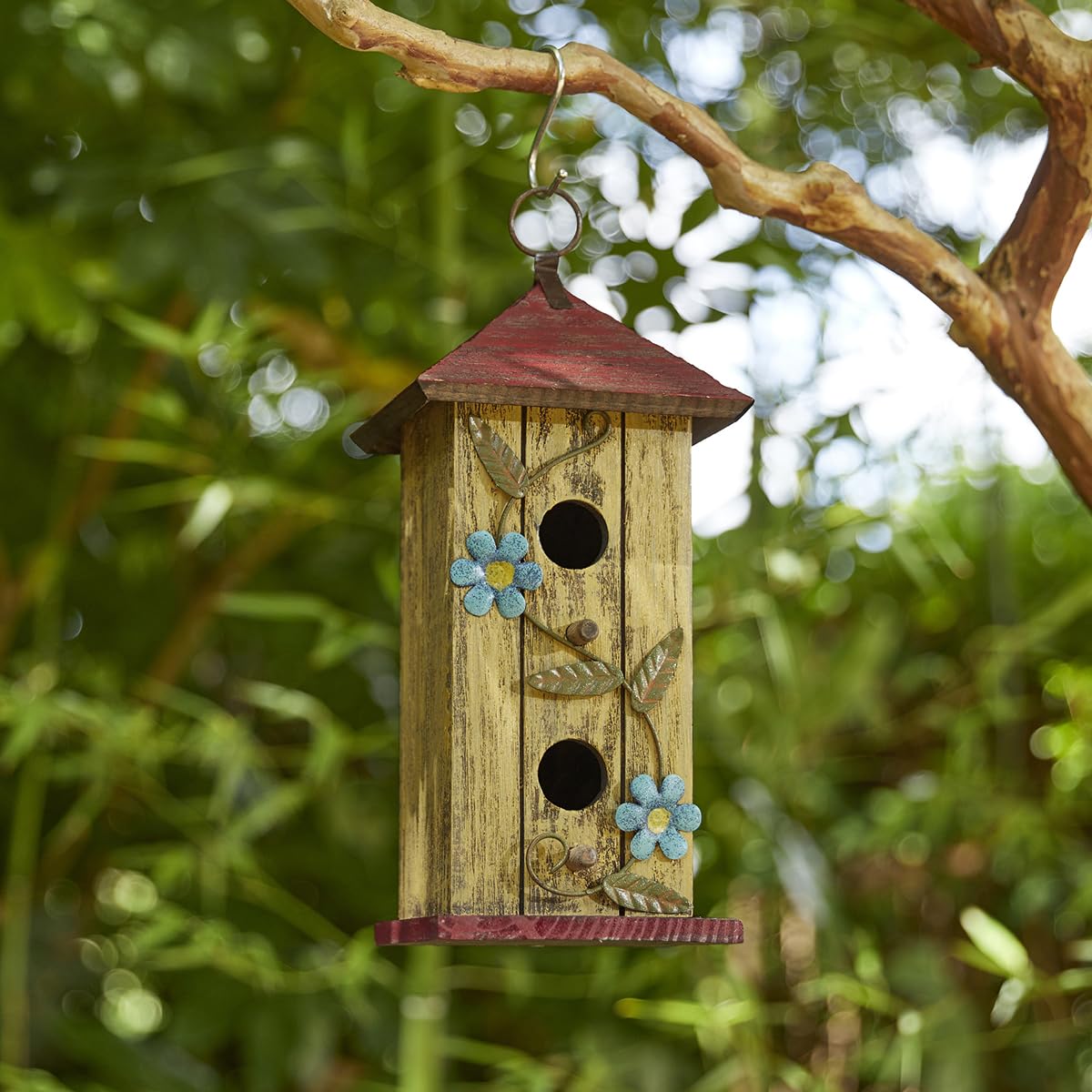 Foto 6 pulgar | Casa Colgante Decorativa Para Pájaros Glitzhome De Madera Pintada A Mano - Venta Internacional.