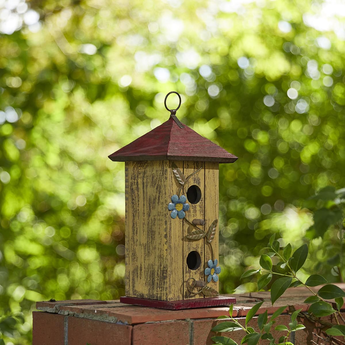 Foto 7 pulgar | Casa Colgante Decorativa Para Pájaros Glitzhome De Madera Pintada A Mano - Venta Internacional.