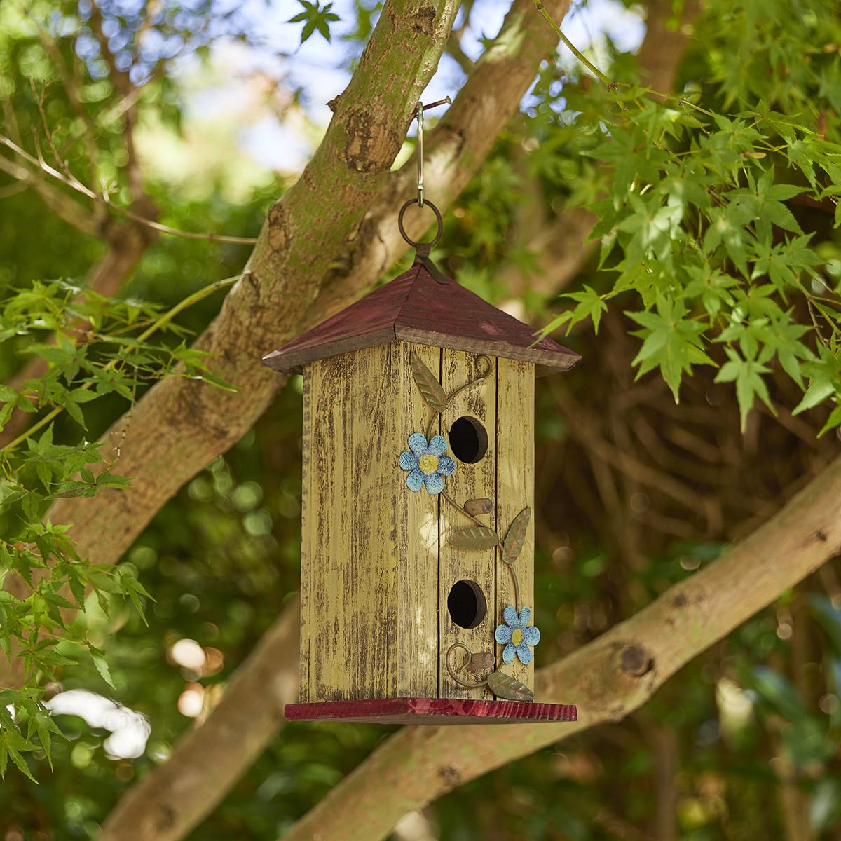 Foto 8 pulgar | Casa Colgante Decorativa Para Pájaros Glitzhome De Madera Pintada A Mano - Venta Internacional.