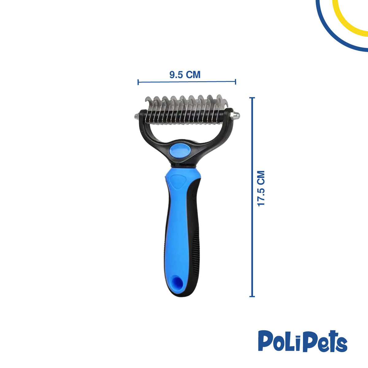 Foto 3 pulgar | Cepillo Peine 2 en 1 Poli Pets Azul Deslanador para Perro y Gato