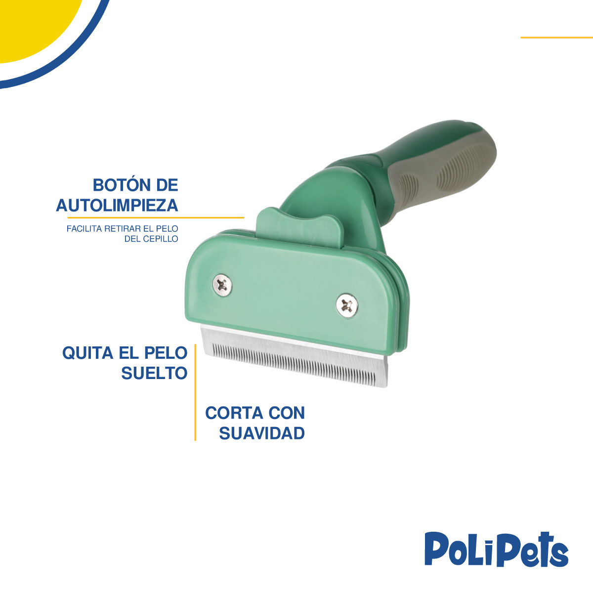 Foto 4 pulgar | Cepillo Peine Deslanador Poli Pets Verde para Perro y Gato