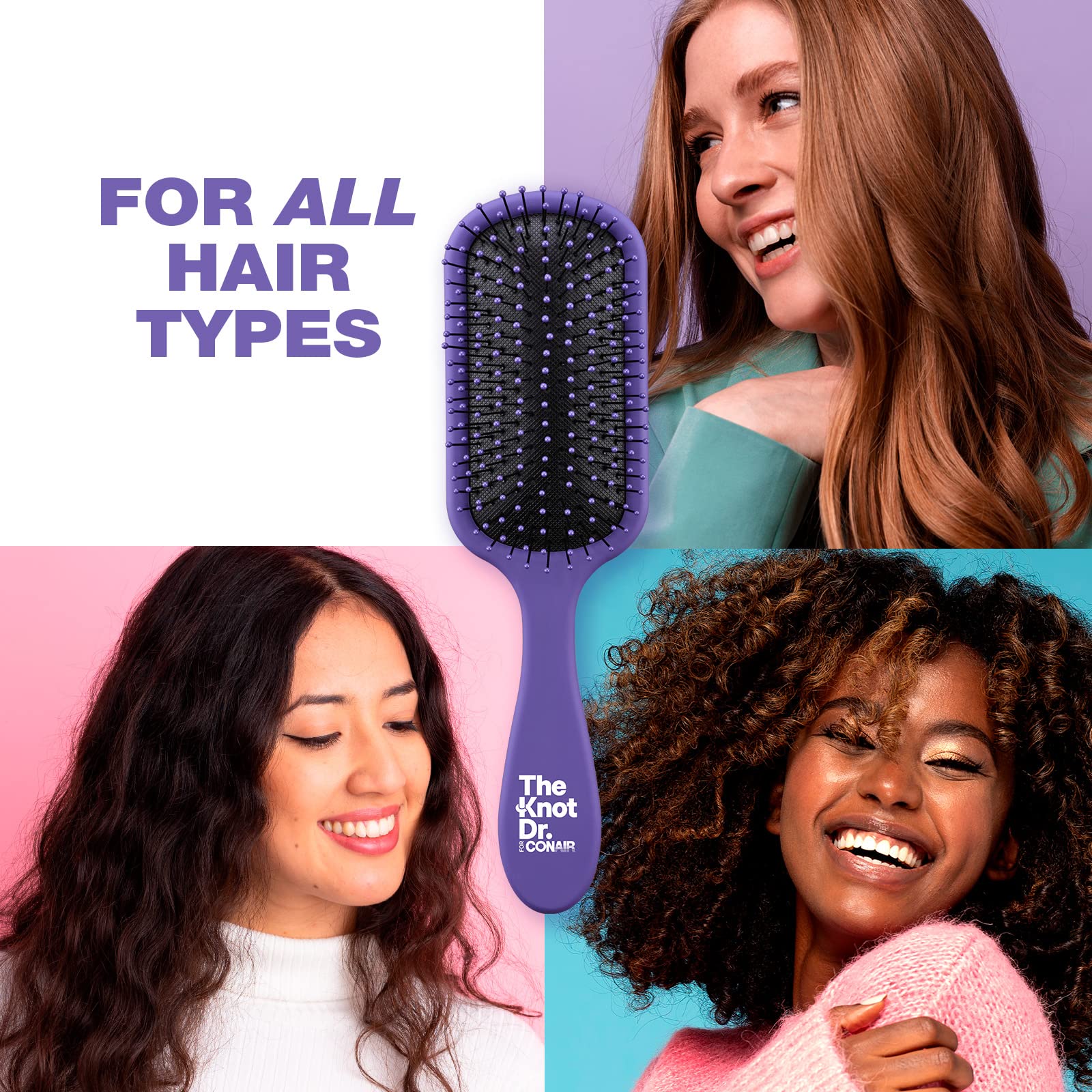 Foto 5 pulgar | Cepillo de Pelo Conair The Knot Dr. Wet & Dry Detangler Purpura - Venta Internacional