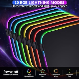 Foto 3 | Alfombrilla de Ratón RGB con Soporte para Reposamuñecas Gimars Extra Grande