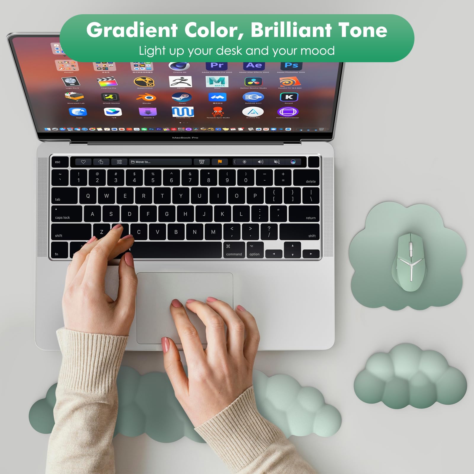 Foto 6 | Set De Reposamuñecas Moko Cloud Para Teclado Y Ratón, Color Verde - Venta Internacional.